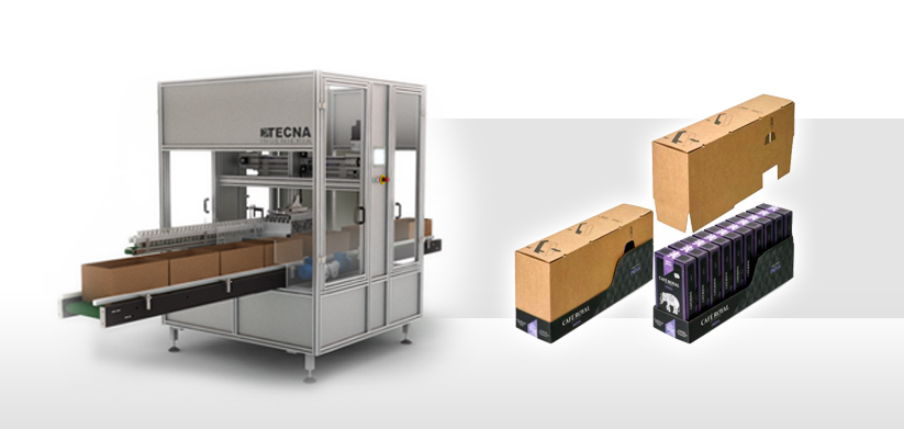 Máquina Case packer. Empaquetador en cajas de cartón.